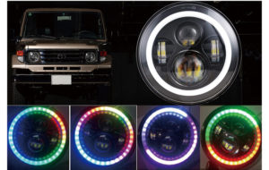 7インチ RGBリング　LEDヘッドライト パーツ画像